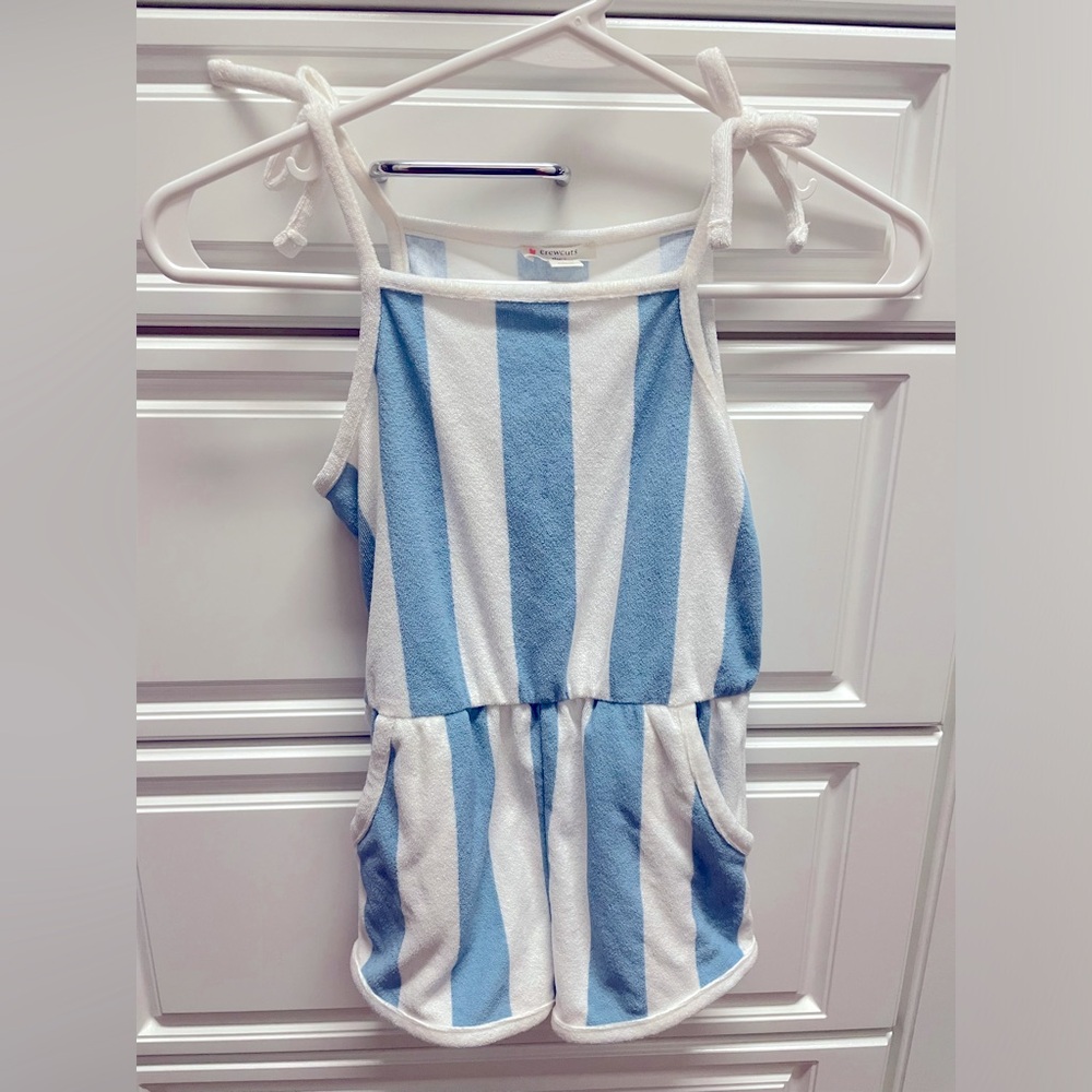 Crewcuts Terry Blue & White Striped Romper size 6